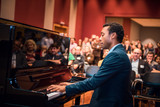 Nuno Maulide, Wissenschafter des Jahres 2018, begeisterte das Publikum mit seiner Keynote zum Thema Wissenschaft und Kunst („Chemical stories with a musical twist“) sowie  durch musikalische Einlagen am Klavier. Foto ©T. Suchanek/Vetmeduni Vienna